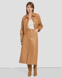 7 For All Mankind Leather Moto Jacket In Brown Sugar -7 For All Mankind 7N946D71 BNS 3