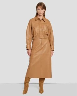 7 For All Mankind Leather Moto Jacket In Brown Sugar -7 For All Mankind 7N946D71 BNS 6