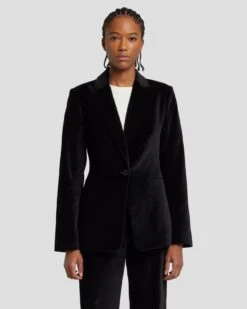 7 For All Mankind Velvet Blazer In Black