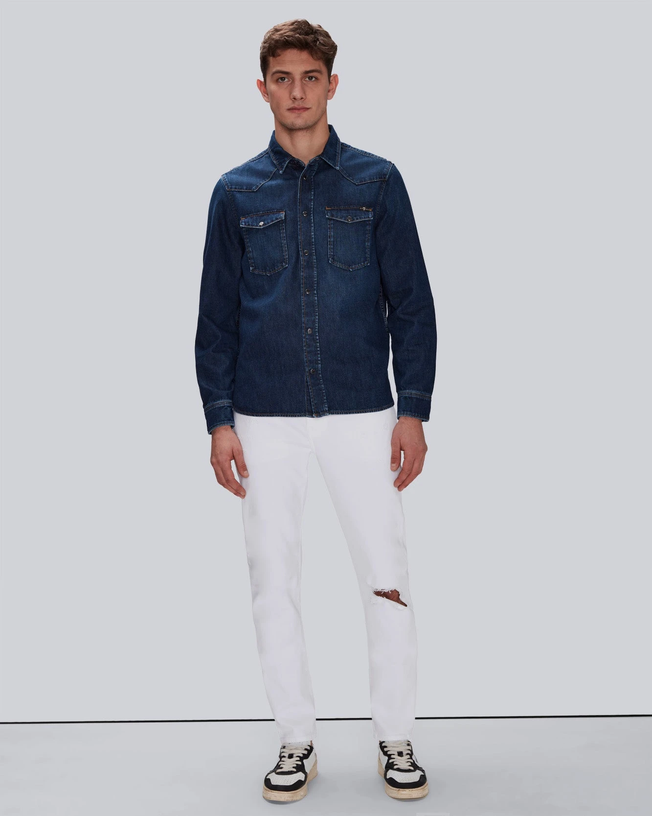 7 For All Mankind EarthKind StretchTek Slimmy Tapered In White 3 7 For All Mankind EarthKind StretchTek Slimmy Tapered In White