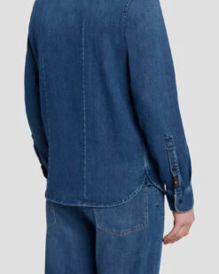 7 For All Mankind Left Hand Denim Shirt In Evasion -7 For All Mankind 7T923R51 ESN 5