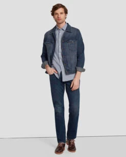 7 For All Mankind Perfect Trucker Jacket In Depart -7 For All Mankind 7T924C10 DT2 5