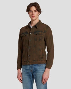 7 For All Mankind Perfect Trucker Jacket In Figure Out -7 For All Mankind 7T924C10 FGO 6