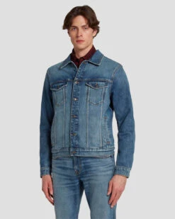 7 For All Mankind Perfect Trucker Jacket In Ramble -7 For All Mankind 7T924C10 RBE 6