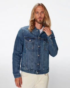 7 For All Mankind Perfect Trucker Jacket In Lagoon -7 For All Mankind 7T924C10 XLO 3