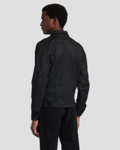 7 For All Mankind Perfect Trucker Jacket In Coated Black -7 For All Mankind 7T924C90 BLK 4