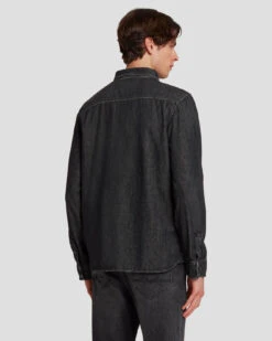 7 For All Mankind Western Denim Shirt In Shake Out -7 For All Mankind 7T925C61 SHO 4