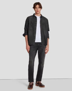 7 For All Mankind Western Denim Shirt In Shake Out -7 For All Mankind 7T925C61 SHO 5