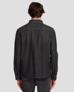 7 For All Mankind Western Denim Shirt In Shake Out -7 For All Mankind 7T925C61 SHO 6