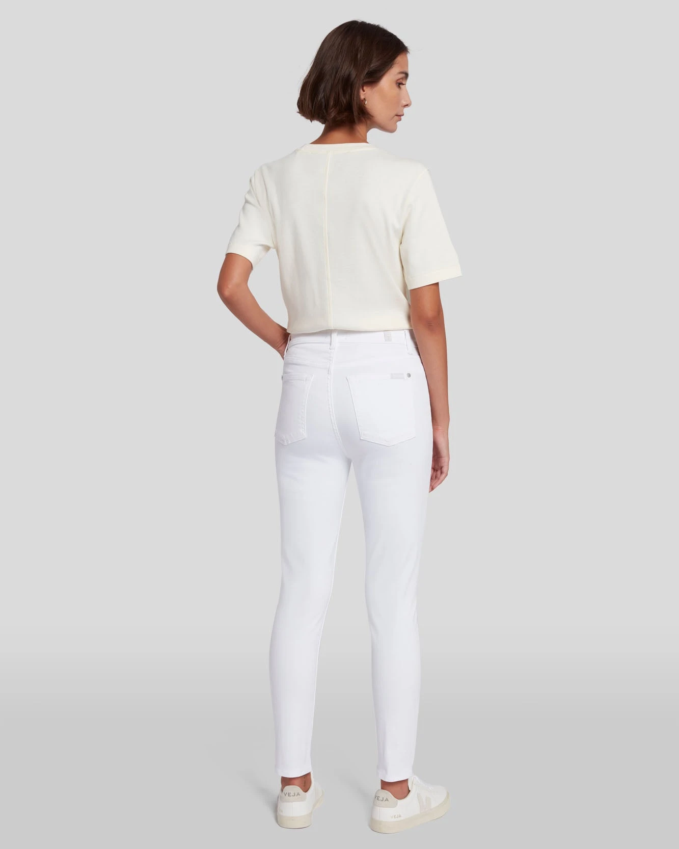 7 For All Mankind Slim Illusion High Waist Ankle Skinny In Luxe White 6 7 For All Mankind Slim Illusion High Waist Ankle Skinny In Luxe White - Image 4
