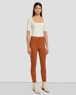 7 For All Mankind High Waist Ankle Skinny In Coated Ginger -7 For All Mankind 7U001752 CCC 3