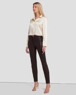 7 For All Mankind High Waist Ankle Skinny In Coated Chocolate -7 For All Mankind 7U001752 CHO 3