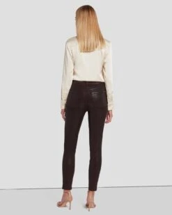 7 For All Mankind High Waist Ankle Skinny In Coated Chocolate -7 For All Mankind 7U001752 CHO 4