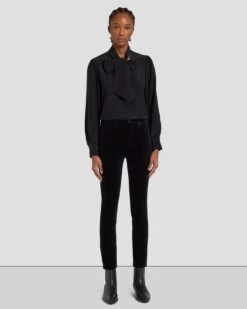 7 For All Mankind Velvet High Waist Ankle Skinny In Black 12 7 For All Mankind Velvet High Waist Ankle Skinny In Black -7 For All Mankind 7U001V65 BLK 1