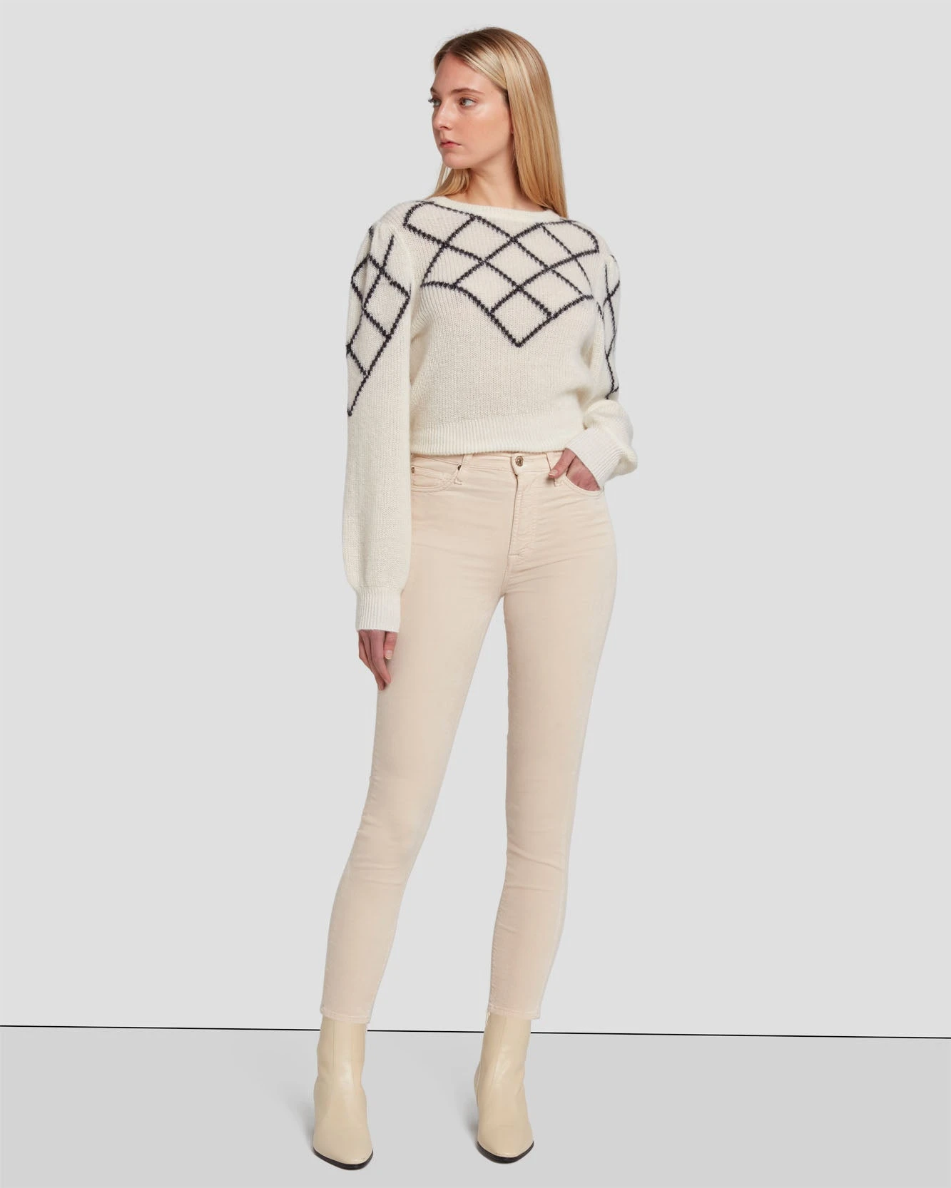 7 For All Mankind Velvet High Waist Ankle Skinny In Tapioca 3 7 For All Mankind Velvet High Waist Ankle Skinny In Tapioca