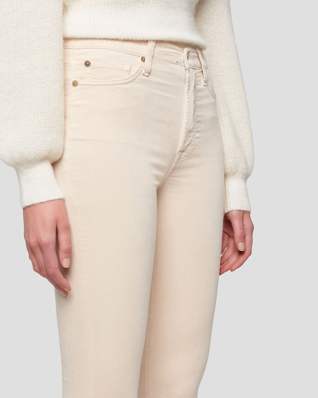 7 For All Mankind Velvet High Waist Ankle Skinny In Tapioca 5 7 For All Mankind Velvet High Waist Ankle Skinny In Tapioca - Image 3