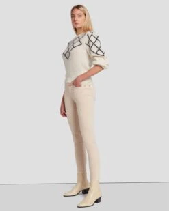 7 For All Mankind Velvet High Waist Ankle Skinny In Tapioca 13 7 For All Mankind Velvet High Waist Ankle Skinny In Tapioca -7 For All Mankind 7U001V65 TAP 6