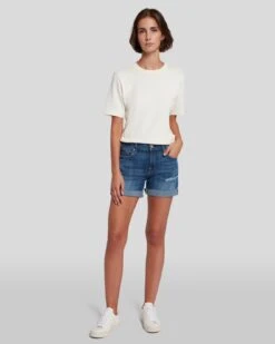 7 For All Mankind Broken Twill Mid Roll Short In Vanity Destroy -7 For All Mankind 7U21067 BTL 6