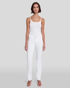 7 For All Mankind Slim Illusion Kimmie Straight In Luxe White -7 For All Mankind 7U301399 SMW 6
