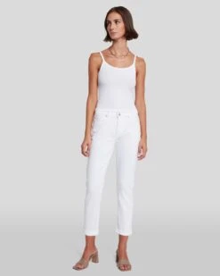 7 For All Mankind Broken Twill Josefina In White -7 For All Mankind 7U303445 BTW 6