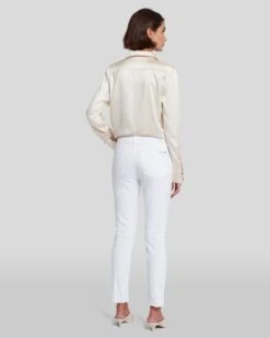 7 For All Mankind Roxanne Ankle With Raw Hem In White Fashion 11 7 For All Mankind Roxanne Ankle With Raw Hem In White Fashion -7 For All Mankind 7U324616 WHT 4