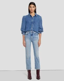 7 For All Mankind Luxe Vintage High Waist Slim Kick In Must -7 For All Mankind 7U352120 MT2 6