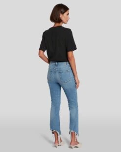 7 For All Mankind High Waist Slim Kick With Long Side Hem And Destroy In Sloane Vintage -7 For All Mankind 7U352594 SVH 4