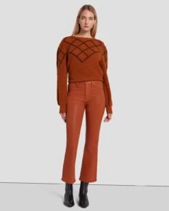 7 For All Mankind High Waist Slim Kick In Coated Ginger -7 For All Mankind 7U352752 CCC 1