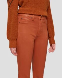 7 For All Mankind High Waist Slim Kick In Coated Ginger -7 For All Mankind 7U352752 CCC 3