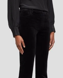 7 For All Mankind Velvet High Waist Slim Kick In Black -7 For All Mankind 7U352V65 BLK 3