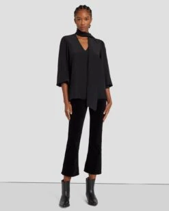 7 For All Mankind Velvet High Waist Slim Kick In Black -7 For All Mankind 7U352V65 BLK 6