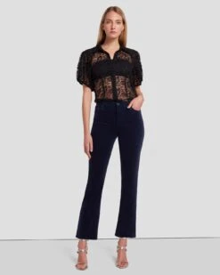 7 For All Mankind Velvet High Waist Slim Kick In Ink