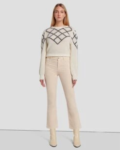 7 For All Mankind Velvet High Waist Slim Kick In Tapioca