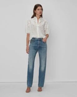 7 For All Mankind Easy Straight Star Panel In Palma Rosa