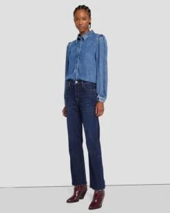 7 For All Mankind Broken Twill High Waist Slim Kick In Calix