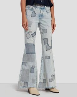 7 For All Mankind Tailorless Low Rise Flare In Iris Patchwork -7 For All Mankind 7U522555 IPH 3