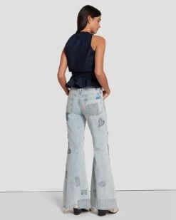 7 For All Mankind Tailorless Low Rise Flare In Iris Patchwork -7 For All Mankind 7U522555 IPH 4