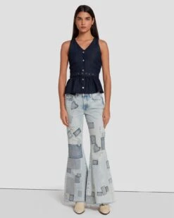 7 For All Mankind Tailorless Low Rise Flare In Iris Patchwork -7 For All Mankind 7U522555 IPH 6