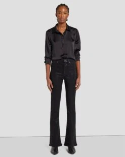 7 For All Mankind Tailorless Ultra High Rise Skinny Boot In Coated Black