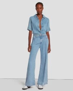 7 For All Mankind Tailorless Denim Lustre Modern Dojo In Volcan Blue -7 For All Mankind 7U638C86 VCB 6