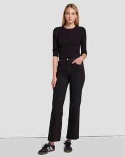 7 For All Mankind Cropped Alexa In Black Rose