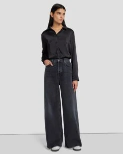 7 For All Mankind MANKIND Zoey Super Wide Leg In Licorice
