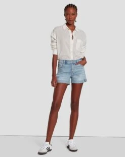 7 For All Mankind Broken Twill Mid Roll Short In Coco Prive -7 For All Mankind 7U702067 CP2 6