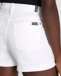 7 For All Mankind Broken Twill Mid Roll Short In White -7 For All Mankind 7U702445 BTW 3
