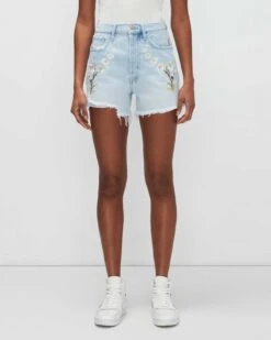 7 For All Mankind Easy Ruby Short With Distress And Embroidery In Sun Blue 9 7 For All Mankind Easy Ruby Short With Distress And Embroidery In Sun Blue -7 For All Mankind 7U724455 SU5 04