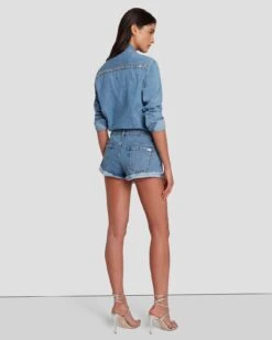 7 For All Mankind 7FAM X ADR Slouchy Shorts In Vibe Crystals -7 For All Mankind 7U761C10 VBE 4