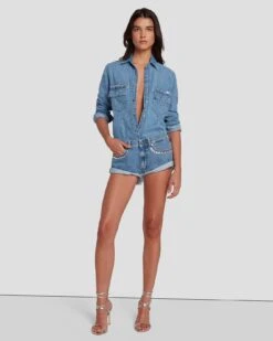 7 For All Mankind 7FAM X ADR Slouchy Shorts In Vibe Crystals -7 For All Mankind 7U761C10 VBE 6