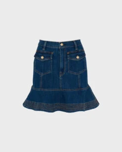 7 For All Mankind Broken Twill Flounce Skirt In Vanity