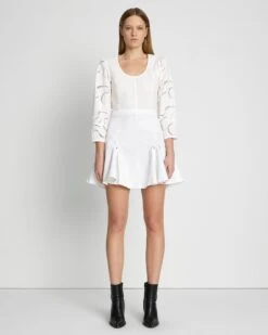 7 For All Mankind Denim Flounce Skirt In Brilliant White 8 7 For All Mankind Denim Flounce Skirt In Brilliant White -7 For All Mankind 7U828597 BW3 1