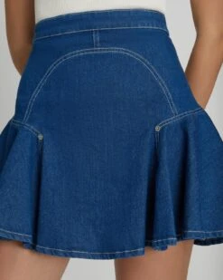 7 For All Mankind Denim Flounce Skirt In Aquamarine -7 For All Mankind 7U828967 AQM 3